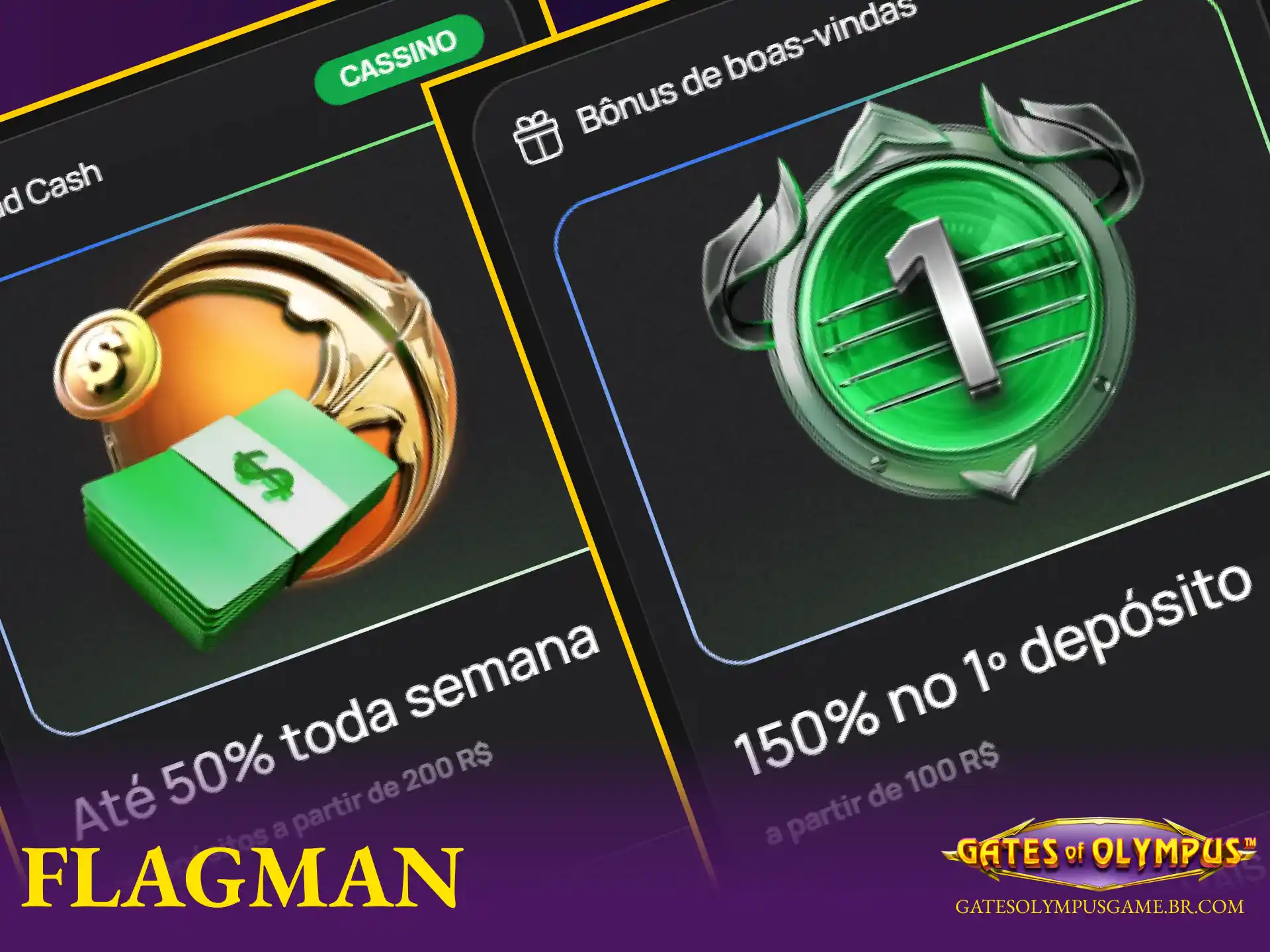 Promoções e bônus do cassino Flagman para apostar no caça-níquel Gates of Olympus.