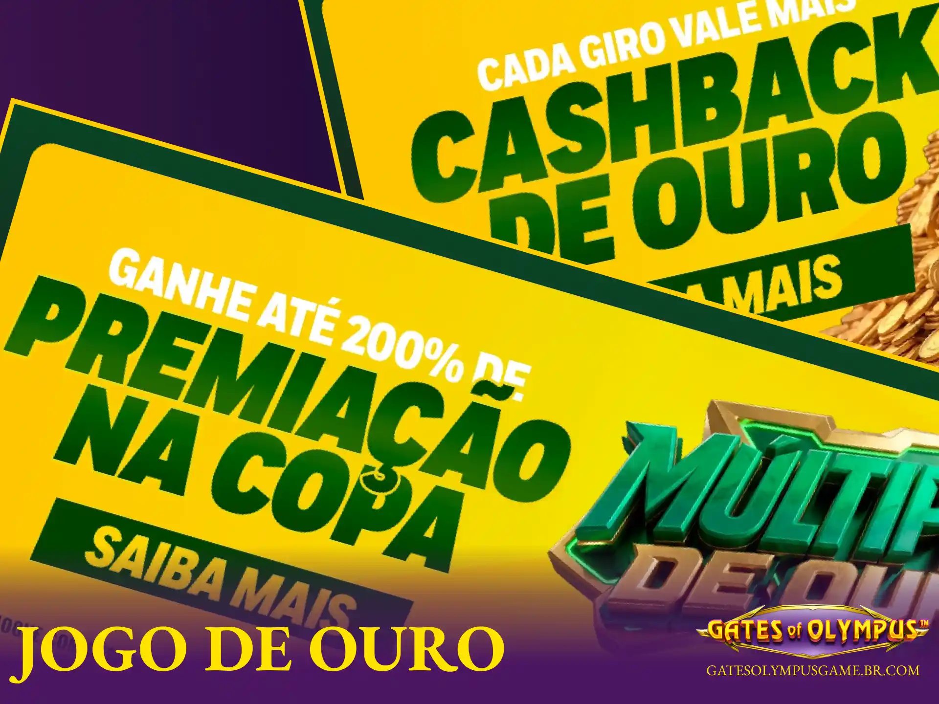 Promoções e bônus de cassino da plataforma Jogo de Ouro para apostar em Gates of Olympus.
