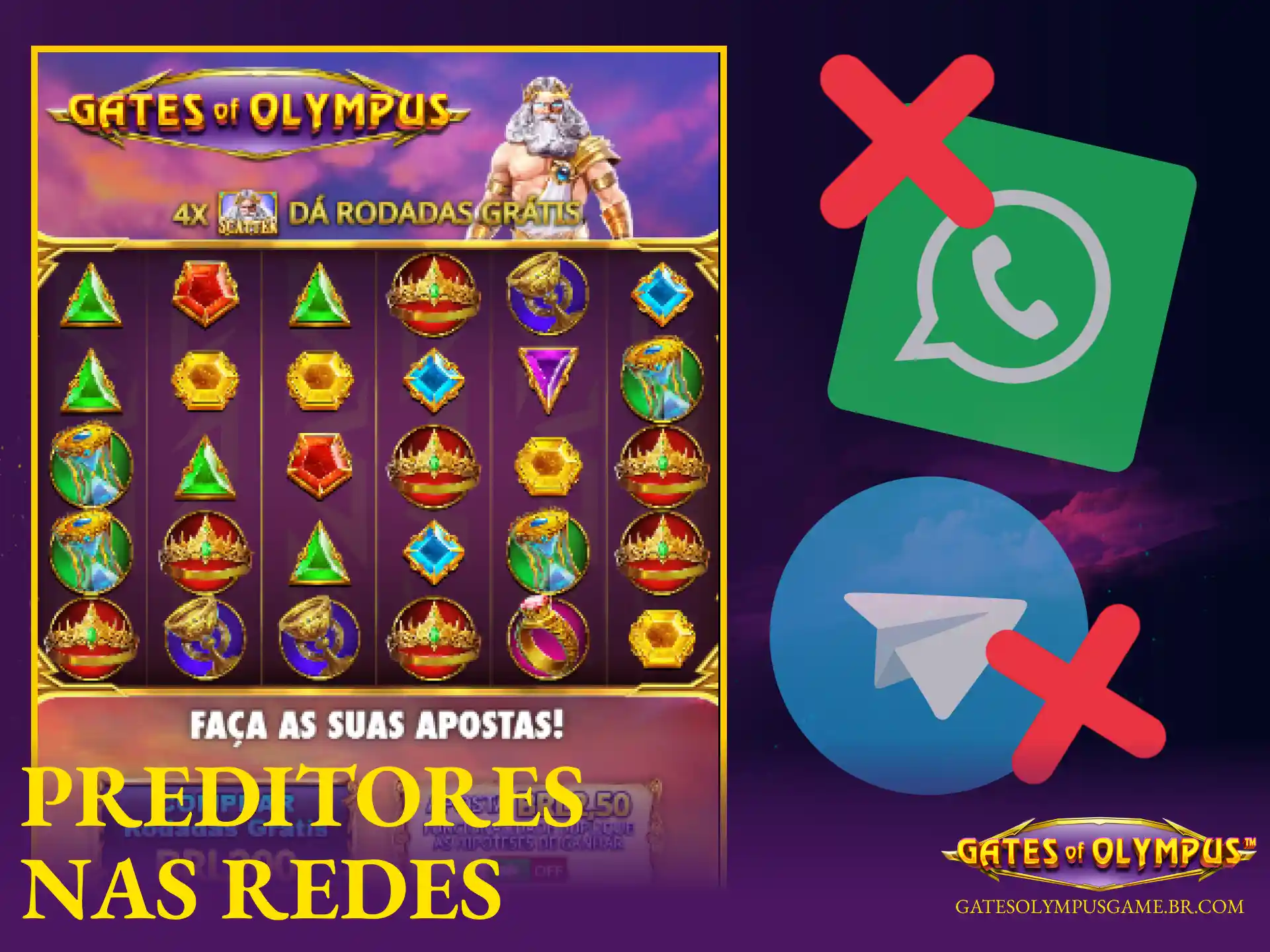 Alerta sobre promessas e golpes envolvendo preditores do jogo Gates of Olympus divulgados em redes sociais no Brasil.