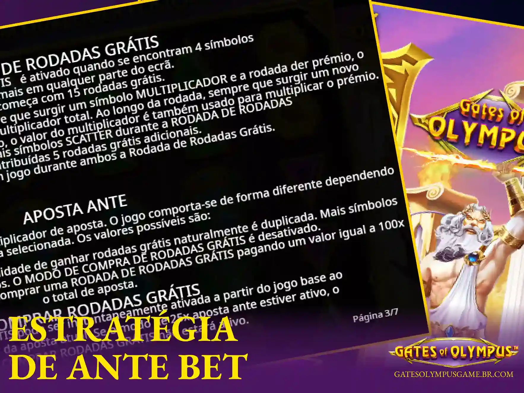 Análise sobre o uso estratégico das funções Ante Bet e da compra de rodadas grátis no caça-níquel Gates of Olympus.