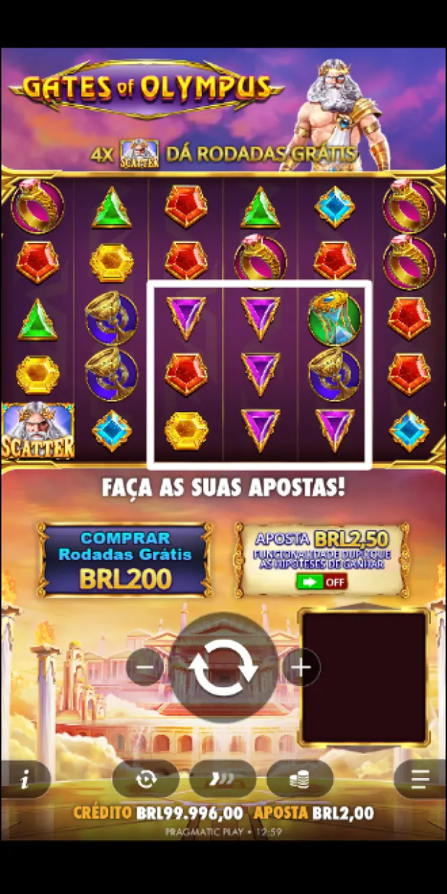 Cálculo e identificação do agrupamento de símbolos iguais pagantes na grade do Gates of Olympus.