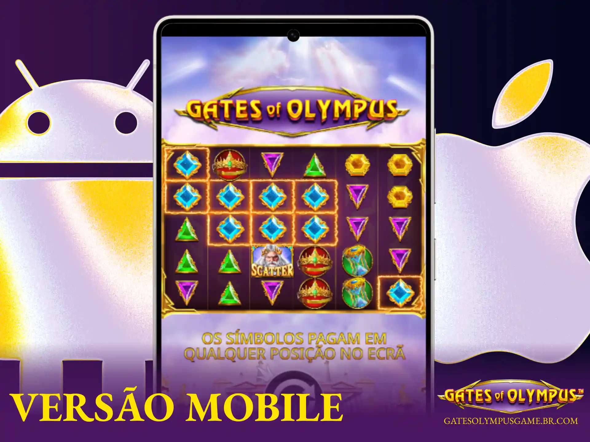 Interface do jogo Gates of Olympus perfeitamente otimizada para telas de smartphones e tablets no Brasil.